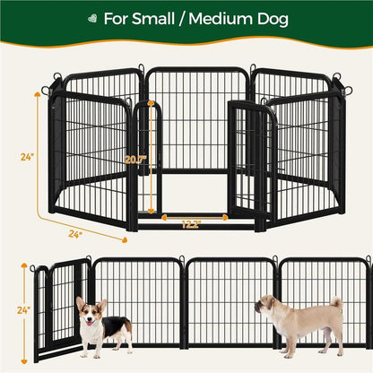 【#Fathersdaygift】Yaheetech Dog Playpen 6/8/12/16 Panels Metal Pet Playpen, Outdoor Indoor Dog Exercise Barrier Fence, 24/32/40/47 Inch