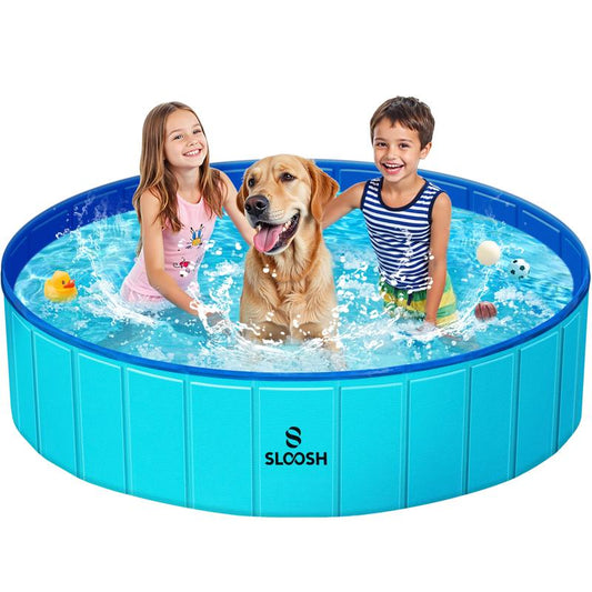 Make a Splash with the SLOOSH Foldable Doggie Pool - The Ultimate Portable Bath Time Fun for Pooches and Kids!