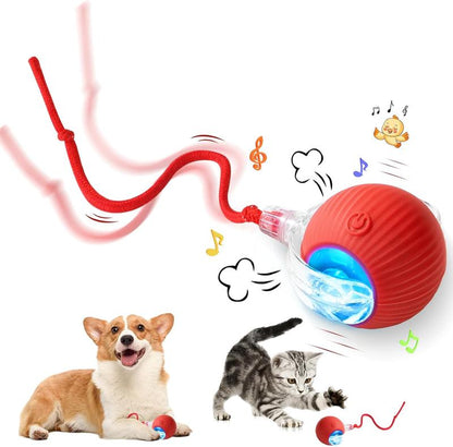 Gift for Pets, Electric Cat Toy Ball with Rope, Interactive Cat Teaser Toy, Automatic Rolling Ball Toy, Pet Supplies, Dog & Cat Accessories, Valentine'S Day Gift