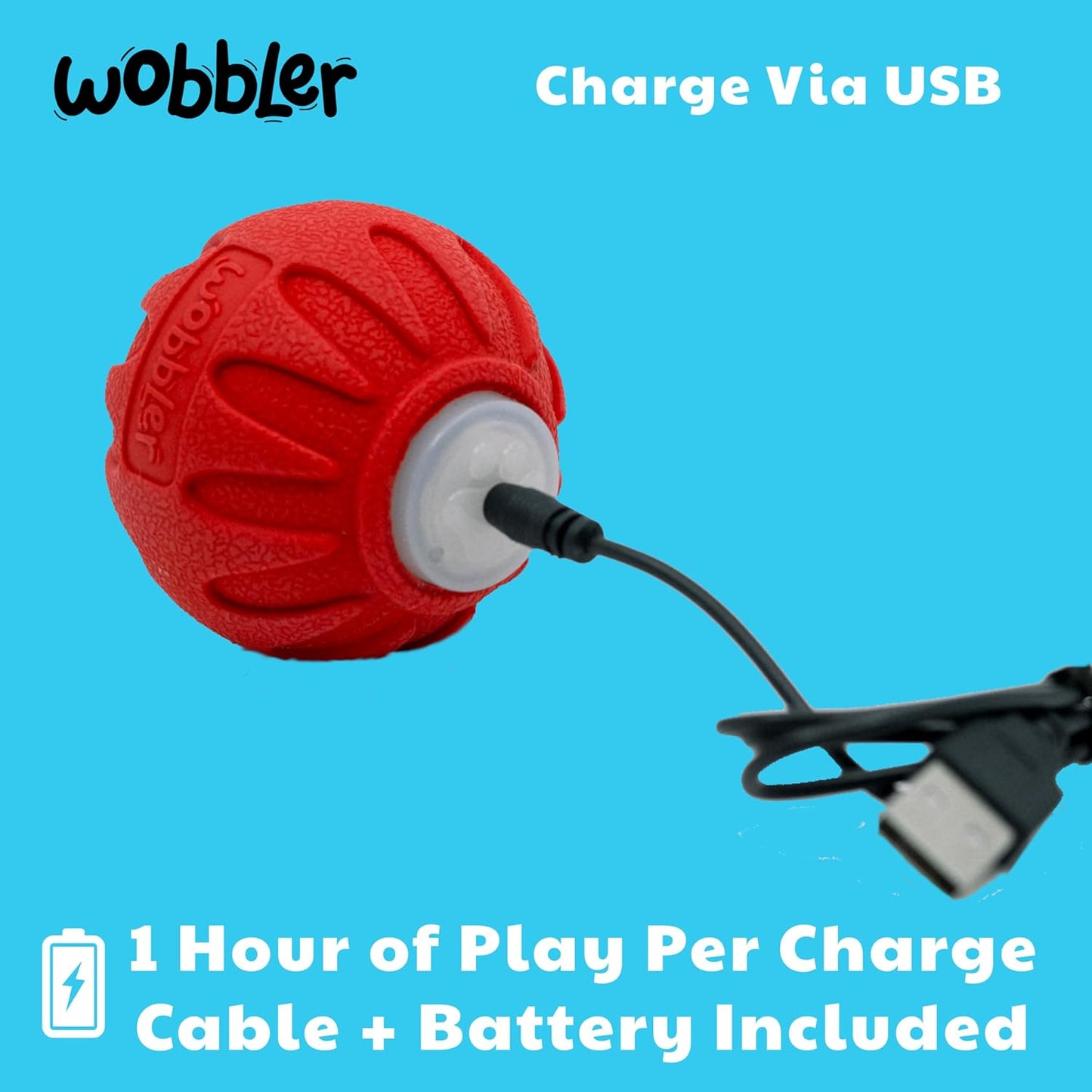 Wobbler Interactive Dog Toy - Rolls across the Floor, Bounces, Vibrates - Active Rolling Ball and Boredom Buster for Medium to Large Dogs