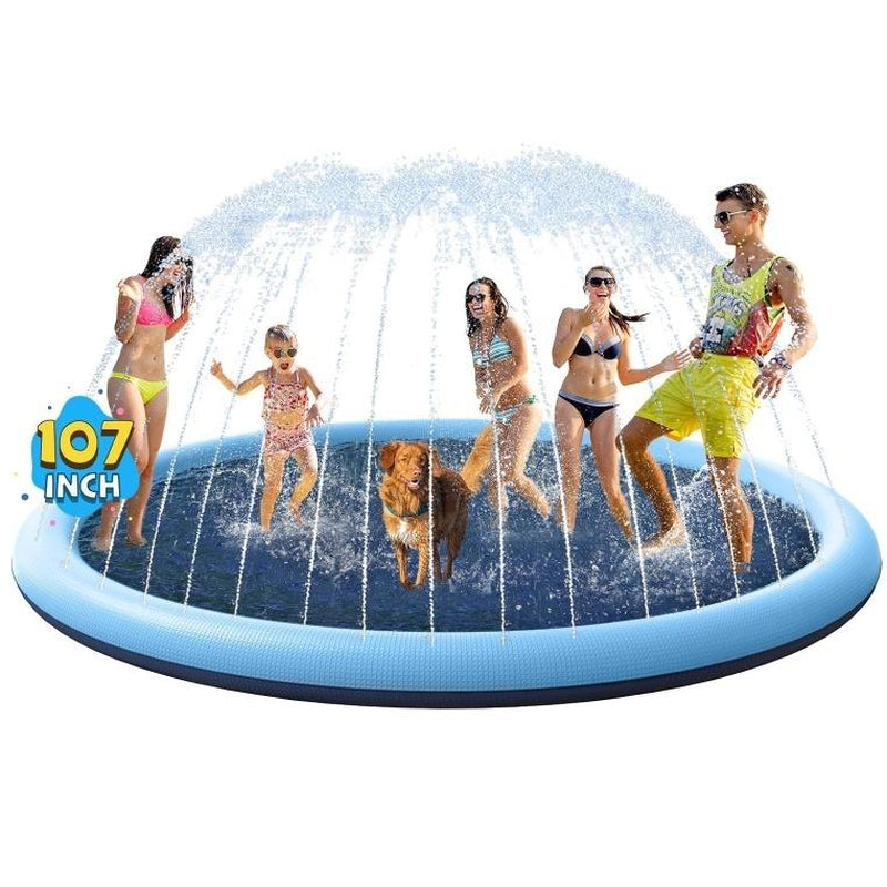 VISTOP Splash Pad for Dogs, Non-Slip Texture Design Thicken Inflatable Sprinkler Pool Outdoor Water Toys, Inflatable Water Spray Pad, Fun Backyard Fountain Play Mat for Girls Boys or Dogs