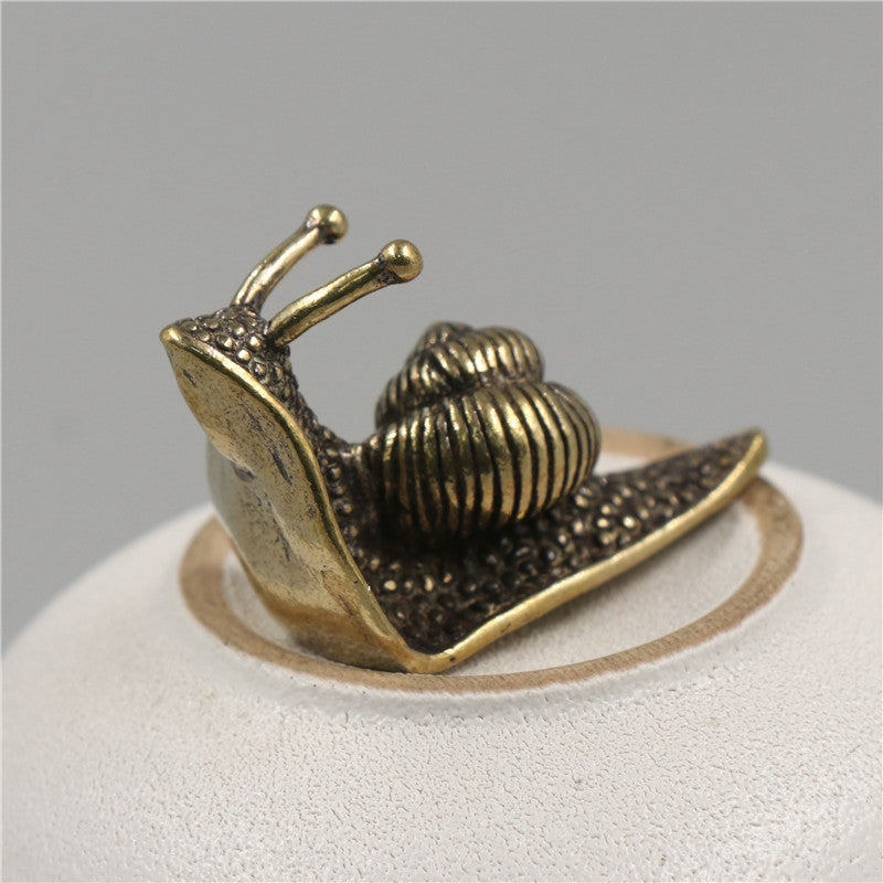 Brass Tea Pet Snail Decoration Pure Copper Paperweight Solid Core to Do Old Artifact