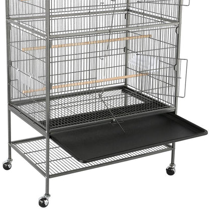 Yaheetech 52" H Large Rolling Parrot Cage for Lovebirds and Cockatoos - Ultimate Comfort with 3 Perches, 4 Feeders, and Extra Storage!