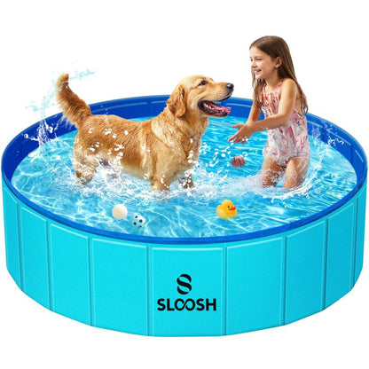 Make a Splash with the SLOOSH Foldable Doggie Pool - The Ultimate Portable Bath Time Fun for Pooches and Kids!